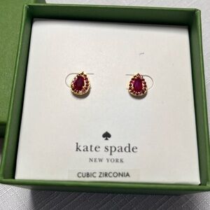 Kate Spade LIGHT UP THE ROOM red cubic zirconia teardrop earrings. New. Box